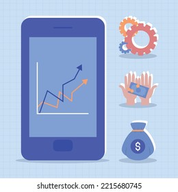 money and strategy icon set