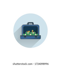 money suitcase colorful flat icon with long shadow. briefcase flat icon