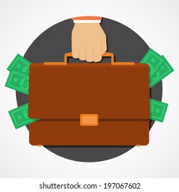 Money In Suitcase Flat Icon