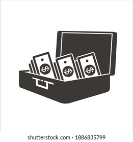 money suitcase icon, money icon, dollar icon, vector art.