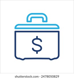 Money suitcase line icon, dollar money vector illustration