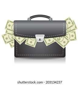 Money in suitcase vector