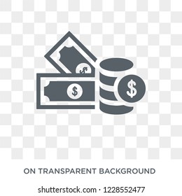 Money supply icon. Trendy flat vector Money supply icon on transparent background from Business  collection. 