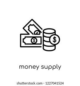 Money supply icon. Trendy modern flat linear vector Money supply icon on white background from thin line Business collection, editable outline stroke vector illustration