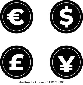 Money Symbol Black Circle Set On Stock Vector (Royalty Free) 2130755294