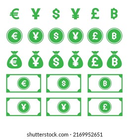 money symbol bundle set vector image for business concept