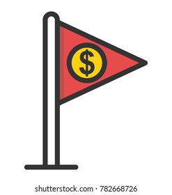 Money Symbol Flag Vector Icon