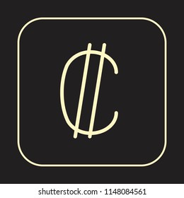Money Symbol. Money Icon. Costa Rican colon. Currency Exchange concept. Editable stroke flat icons. Simple thin line art logo. Golden web app button. Vector illustration. 