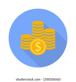 Money symbol icon on white background with shadow. 