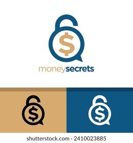 Money Symbol inside a Lock. Simple and Modern Logo Design. Vector illustration