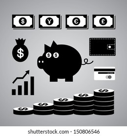 money symbol on gray background