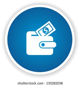 Money symbol,Blue button,vector