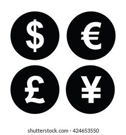 Money symbols in black circle . Vector illustration