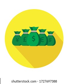 Money symbols of different countries vector flat. economy and business loss money crisis concept.
