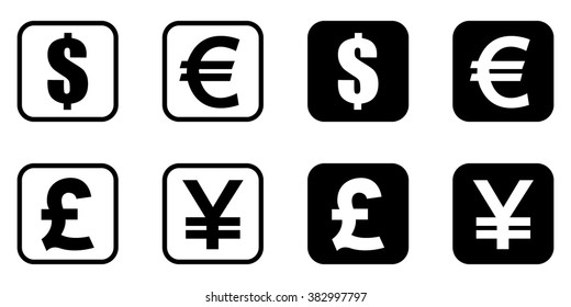 Money symbols set . Vector illustration