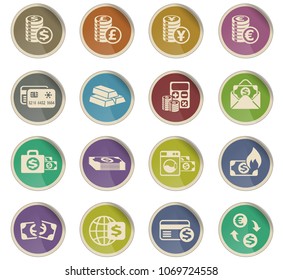 money symbols vector icons in the form of round paper labels