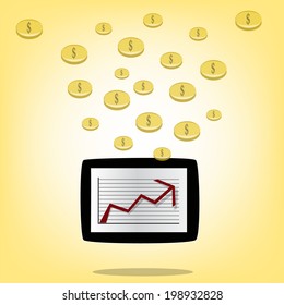 money with tablet