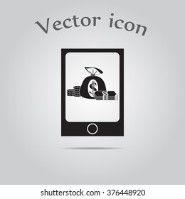 Money in the tablet icon.
