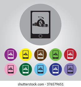 Money in the tablet icon.
