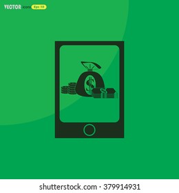 Money in the tablet icon.