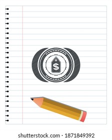 money tag icon draw (pencil strokes). Vector Illustration. Detailed. 
