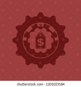 money tag icon inside badge with red background
