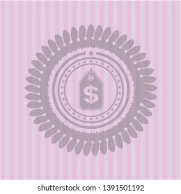 money tag icon inside badge with pink background
