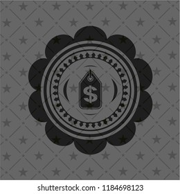 money tag icon inside dark badge or emblem