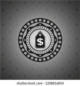 money tag icon inside dark emblem