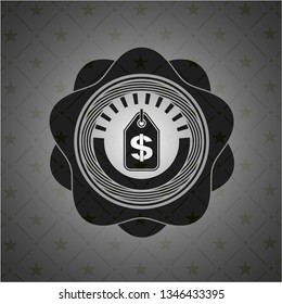 money tag icon inside dark emblem
