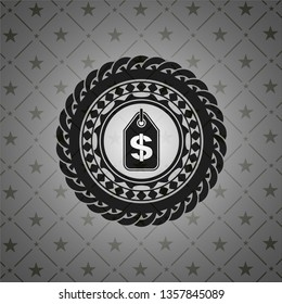 money tag icon inside dark emblem
