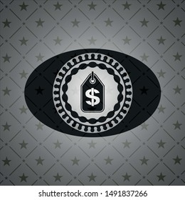 money tag icon inside dark emblem