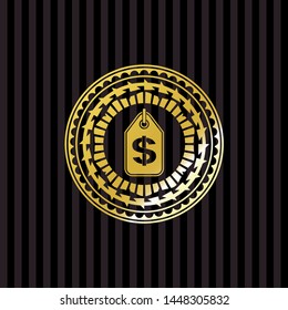 money tag icon inside gold emblem or badge