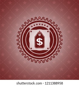 money tag icon inside red emblem