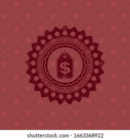 icono de la etiqueta de dinero dentro del emblema rojo. Retro