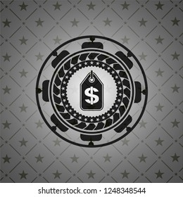 money tag icon inside retro style black emblem