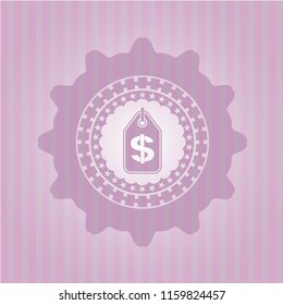 money tag icon inside vintage pink emblem