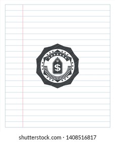 money tag icon with pencil strokes. Vector Illustration. Detailed.