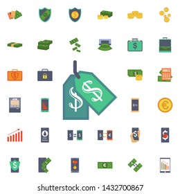 Money tag icon. Universal set of banking for website design and development, app development