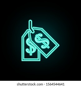 Money tag neon icon. Simple thin line, outline vector of banking icons for ui and ux, website or mobile application
