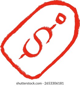 Money Tag Money Related Icon Crayon Chalk Drawing Vector