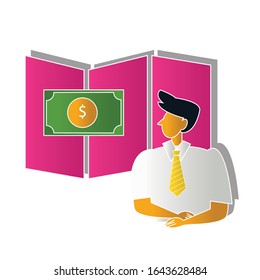 Money talk icon concept. Creative idea design. Flat vector illustration for template, brochure or presentation.