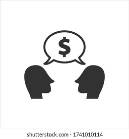Money talk vector icon on white background