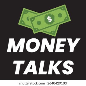 Money Talks Financial Concept with Stacked Dollar Bills Icon on Black Background for Business and Finance Themes