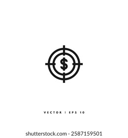 Money Target Icon. Editable Stroke