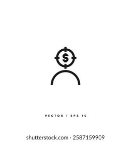 Money Target Icon. Editable Stroke