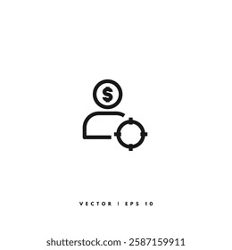 Money Target Icon. Editable Stroke