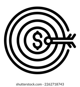 Money target icon outline vector. Cash back reward. Pay refund