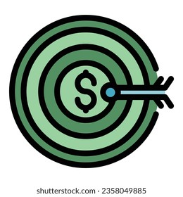 vector de contorno de icono de destino de dinero. Recompensa de reembolso. Color del reembolso de pago