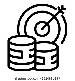 Money target icon outline vector. Passive income. Computer work